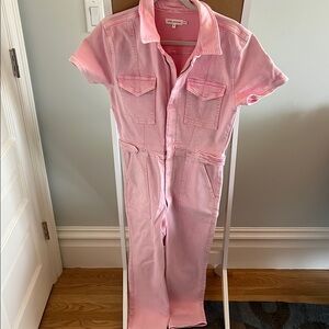 Good American Pink Denim Jumpsuit